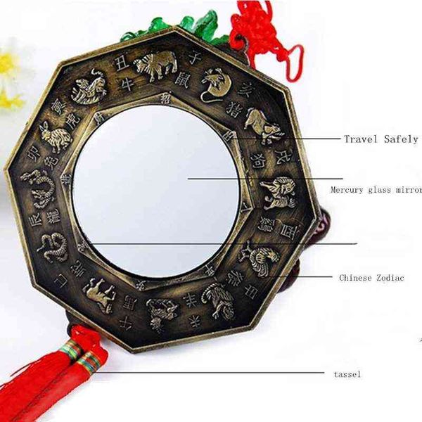 Miroir Bagua chinois Feng Shui, 1 pièce, miroir Yin Yang Bagua avec nœud chinois, bonne chance, prière de Fortune, bénédiction, décor suspendu