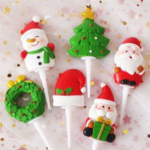 1pc Kerst Cake Topper Santa Claus Snowman Cake Decoratie Kerstversiering voor Home Xmas Ornament Jaar 2022 Navidad 211104