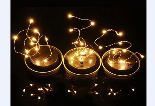 Couvercle de pot Mason avec lumière LED blanche chaude, panneau solaire pour bocaux en verre, décoration de fête de noël, 1 pièce, lumières de noël 6942754