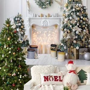 1pc, Kerst Witte Open haard Cadeau Kerstboom Fotografie Achtergrond, Vinyl Binnen Woonkamer Winter Christams Party Decor Supplies 7x5ft/8x6ft