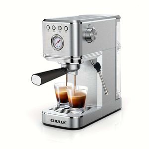 1pc, chulux 20 bar compact professionnel expresso café hine avec lait bobine à vapeur pour expresso, latte et cappuccino, acier inoxydable, 40 oz amovible