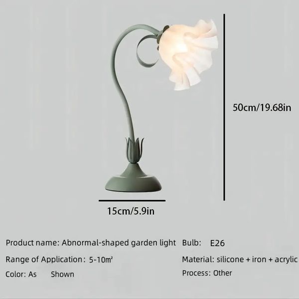 1 lampe de table classique en forme de fleur, lampes de chevet rétro, salon, lampe de table de chevet, lampe de décoration d'intérieur (couleur : vert)