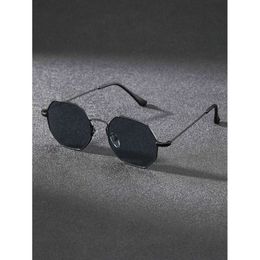 1pc marco geométrico de metal clásico gafas de sol negras para hombres pescando accesorios diarios