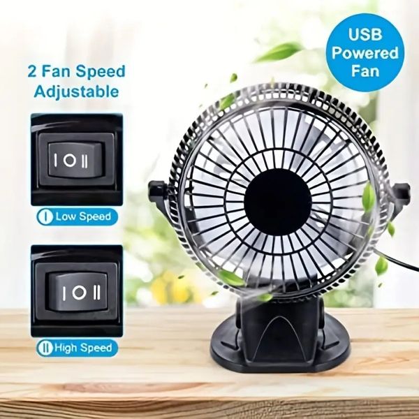 Ventilador tipo clip de 1 pieza, ventilador de escritorio pequeño de 4 pulgadas (aproximadamente 4,02 pulgadas), ventilador de cochecito de 3 velocidades con flujo de aire fuerte, ventilador USB con clip resistente, adecuado para asientos de automóvil