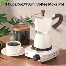 1pc Koffiepot, Moka Pot Italiaans Koffiezetapparaat 3 Cup/5oz/150ml Kookplaat Espresso Maker Voor Gas Of Elektrische Keramische Kookplaat Camping Handleiding Cubaanse Koffie Percolator