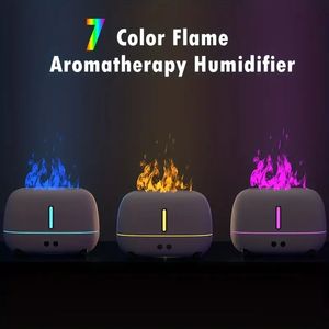 Humidificador de llama colorido con luces nocturnas, difusor de aroma, purificador de aire y máquina de aceites esenciales, 1 ud.