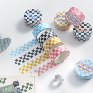 1Pc Kleurrijke Grid Journaling Bullet Washi Tape Enkele Plakband DIY Scrapbooking Stickers Label Afplakband Briefpapier