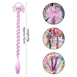 1pc Colorida Pigtail Bandas elásticas de cabello para niñas Squitter Scrunchies Ponytail Soportes para niños Accesorios para el cabello de cabello