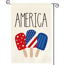 1pc, Colorlife American Stars And Stripes Popsicle Garden Flag Doble cara exterior, USA Patriotic 4th Of July Independence Memorial Day Patio Decoración al aire libre