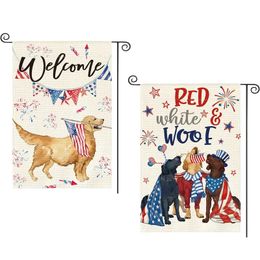 1pc, Colorlife Patriotic 4th of July Dogs Garden Flag Double Face, Memorial Day Independence Day American Stars and Stripes Yard Décoration extérieure 12x18 pouces