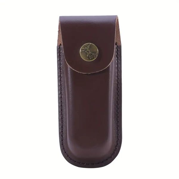 Funda para cuchillo de piel de vaca, funda para cuchillo con capa de cabeza de Color café para cuchillos plegables, polaina para pierna, Protector para cuchillo de bolsillo colgante en la cintura, 1 ud.