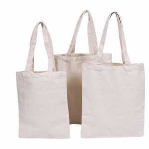 1pc crémeux blanc toile boutique sacs sac à bandoulière fourre-tout sac de shopping peinture à la main naturel Cott plaine pour les femmes Eco réutilisable X7It #