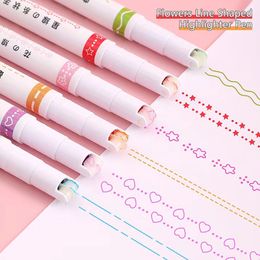 1PC Creative Flower Sights Pens Kawaii Flowers Ligne En surligneur en forme de surlignets pour écrire Journing Drawing Stationery