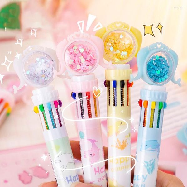 1pc créatif petit dauphin stylo à bille Kawaii 10 couleurs Gel étudiant Note marqueur coréen papeterie école fournitures de bureau