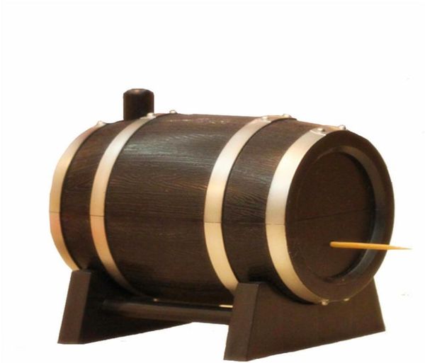 1 PC Type de baril de vin de chêne créatif porte-cure-dents automatique presse seau distributeur dent Pick coton-tige boîte noir O 03362268639