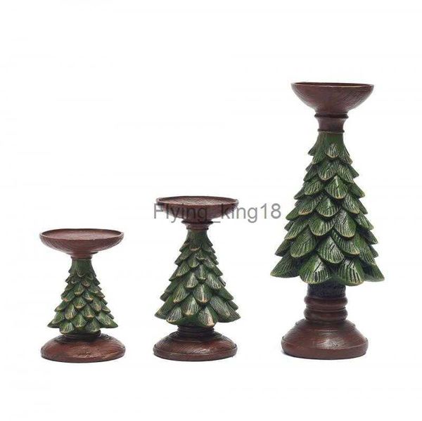 1 unid creativo retro árbol de Navidad en forma de candelabro Ins estilo europeo hogar sala de estar decoración artesanía resina candelabro HKD230825