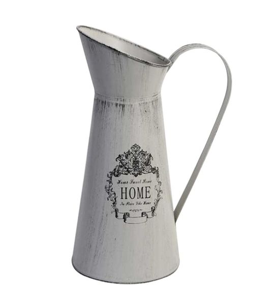 1pc Creative Shabby Rustic Style Chic Iron Iron Metal Pitcher Vase Flower Can Jug Portable for Wedding Party Decoration Home 2104093513267