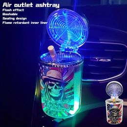 Cendrier de voiture créatif de Style crâne, cendrier coloré de sortie d'air de voiture avec lumière Led, cadeau pour hommes, cendrier de fête Cool 1 pièce