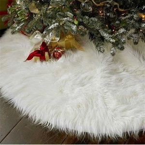 1PC Creative Blanc En Peluche Arbre De Noël Jupes Tapis De Fourrure Décoration De Noël Année Maison Décor Extérieur Événement Fête 211021