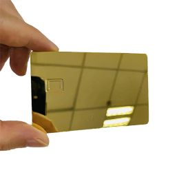 Taille de carte de crédit 1pc Miroir Réflexion Adhésion en métal imprimable Carte-cadeau polie avec fente de puce et barre de signature 0,8 mm