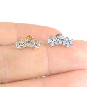 1pc Crown Shape G23 Titanium Gold Color Crown Barra larga Helix Piercing Tragus Stud Fashion Piercing Mujeres Fashion