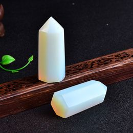 1PC Crystal Opal Quartz Point guérison Tour de pierre Prismes hexagonaux 60-80 mm Obelisk Wand Traitement Stone DIY Gift K9