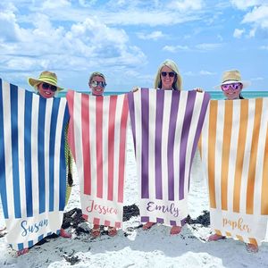 1pc op maat gemaakte gepersonaliseerde sneldrogende handdoek, strepenprintdeken, voor zwembadpicknick kamperen reizen zwemmen, strandbenodigdheden