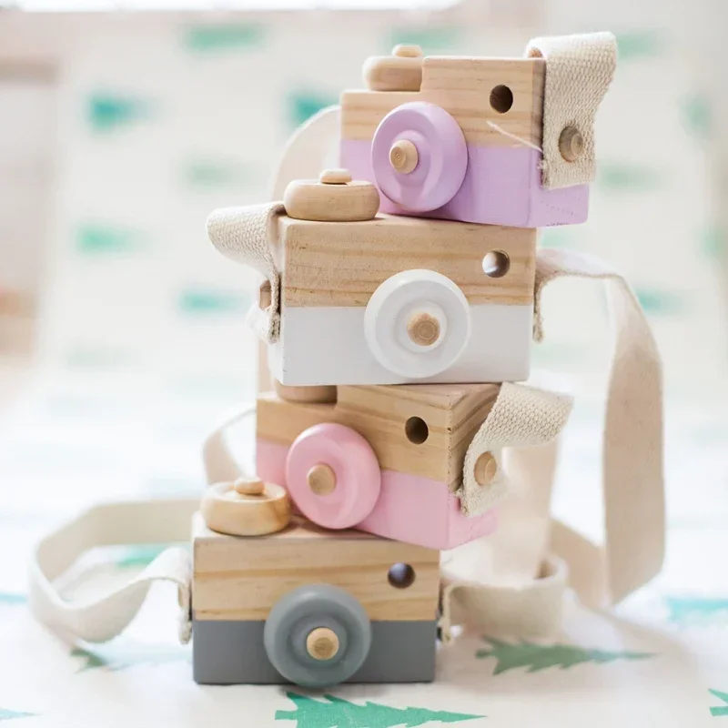 1 st Cute Baby Toys Mini Hangende houten camerafotografie speelgoed voor kinderen Montessori speelgoedgeschenk kinderen houten doe -het -zelf geschenken