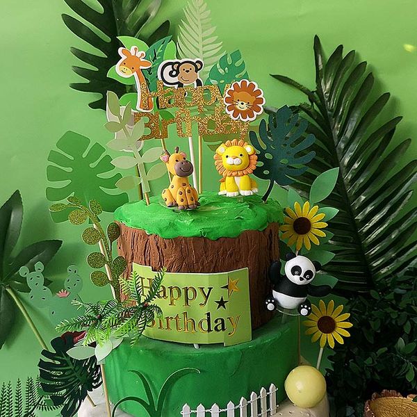 1pc mignon dessin animé Animal gâteau Topper Lion singe pour enfants fête d'anniversaire faveurs mariage cuisson gâteau décoration cadeaux