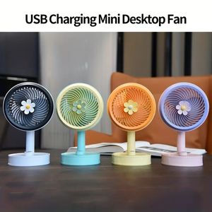 1 pc mignon fleur forme USB rechargeable 1200 mAh grande batterie Mini petit ventilateur de poche électrique de bureau de poche portable, cadeau pour étudiants garçons et filles