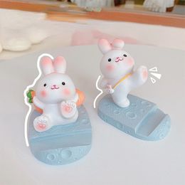 1pc Mignon Resin Rabbit Phone Solder Universal Mobile Phone Phone Stand Support Bracket Ornaments Toys Home Office Desktop Decoration