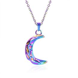 1PC mignon Simple lune pendentif colliers pour femmes bohême arc-en-ciel couleur argent chaîne collier ras du cou aciers inoxydables bijoux