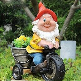 1pc cyclisme nain fleur cour statue jardin gnome décoration sculpture ornement résine extérieur yard décor 240411