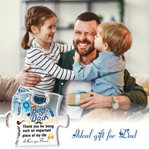 1PC Dad Gift Puzzle Grafische acrylplak, Dad Birthday Gift Ideas, Novely Christmas Fathers Day Gift Clear Acryl Plaque