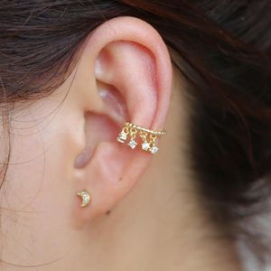 1pc délicat rond oreille manchette boucles d'oreilles pour les femmes balancent cristal strass goutte pendentif Wrap Clip boucles d'oreilles Faux Piercing Jewelry301h
