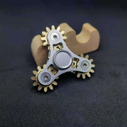 1pc de matériel de délire de la main tous les cuivre fidget neuf dents liaison EDC Metal Alloy Spinner Focus Toys Stress Relief