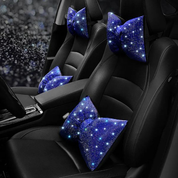 1PC Diamond Crystal Bowknot Car Necw Couw Arioils Régal Auto Auto Soupt Souet Souilli des oreillers Bling Car Accessoires pour femmes