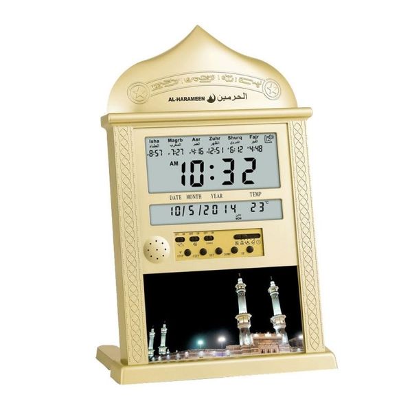 1 pc Numérique Accueil Azan Horloge AZAN HORLOGE NUMÉRIQUE Automatique Décor ISLAMIQUE Musulman Prière Table Horloge Azan Réveils Musique Jouer 201222