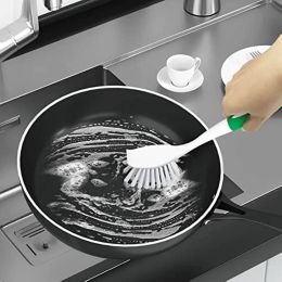 Brosse à vaisselle 1 pc avec brosses de broussailles de cuisine à poignée pour nettoyer les épurateurs à plat avec des poils raides pour les casseroles d'évier