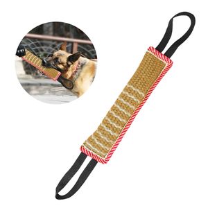 1pc Dog Bite Tug Toy Jute K9 met twee handvatten voor Volwassen Honden Puppy Tanden Gezond Pet Training Speel Gooi 211111