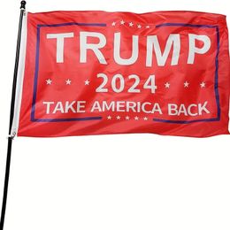 1pc, Donald Trump For President 2024 Take America Back Flag Red 3x5 Foot With Grommets, Party Bunner, Party Supplies, Party Decor, Home Decor, Room Decor