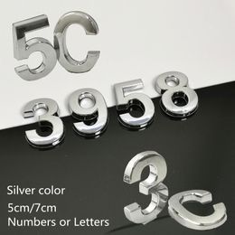 1 pc deur vergulde home decor adres nummers letters cijfers cijfer elst bord bord huis nummer plaque 5 cm/7 cm zilver andere hardware