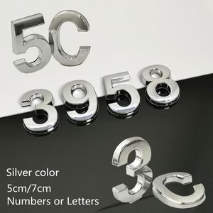 1 Stück Tür vergoldet Home Decor Adresse Zahlen Buchstaben Ziffern El Aufkleber Schild Schild Hausnummer Plakette 5 cm/7 cm Silber Andere Hardware