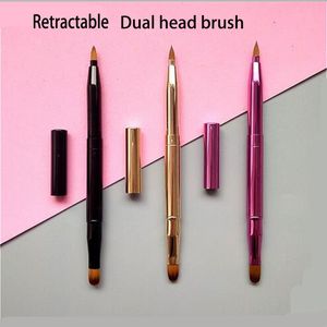 Pinceau à lèvres de maquillage à double tête double tête pour pinceau à sourcils fard à paupières Brosses à deux têtes rétractables Brosse à lèvres cosmétique pour rouge à lèvres