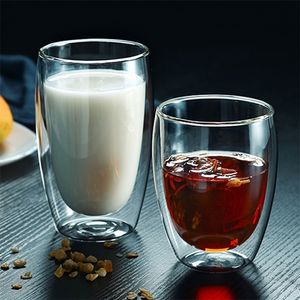 1pc dubbele wand glazen beker transparante thee koffiemok ijs bier hittebestendig geïsoleerd creatief voor melk sap 220311