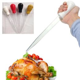 1 st druppelaar pomp buis draagbare saus oliebuis kookpipet met reinigingsborstel siliconenkop keuken barbecue gereedschap