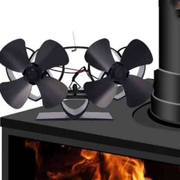 1 poêle à bois à double tête alimenté par la chaleur, ventilateur de cheminée à 8 pales, gaz, granulés, poêle à bûches, non électrique pour le bois, ventilateur thermoélectrique pour Thanksgiving Halloween