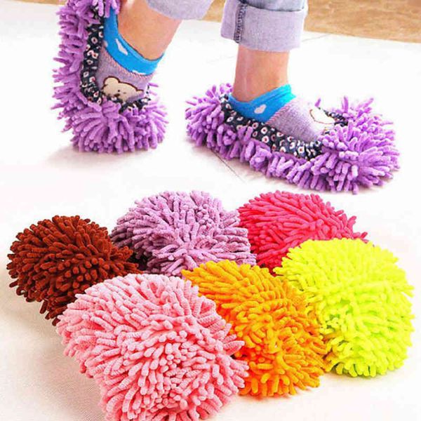 1 pieza de pantuflas para el pastoreo de polvo, limpieza del suelo del baño de la casa, mopa limpiadora, zapatilla, cubierta de zapatos perezosos, paño de microfibra