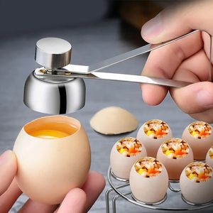 1pc Egg Cracker Topper, Ouvre-oeuf en acier inoxydable, Coupe-coquille d'oeuf, Outil de décapant de cuisine pour oeuf dur cru / mou