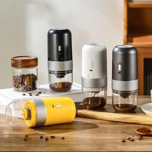 1 st, elektrische koffiemolen, verstelbare koffiebonenmolen, kruidenmolen, draagbare keramische conische braam koffiemolen voor keuken reizen koffiebar accessoires